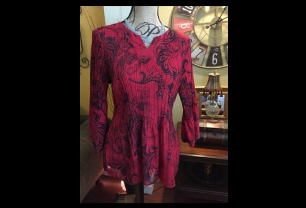 Red and black polyester top